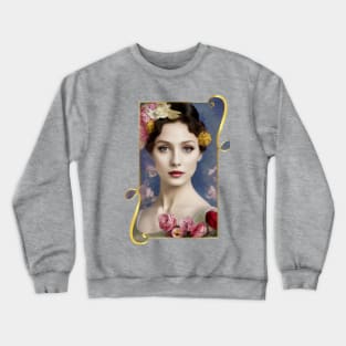 Elegant Vintage Style Woman with Flowers in Hair Art Crewneck Sweatshirt